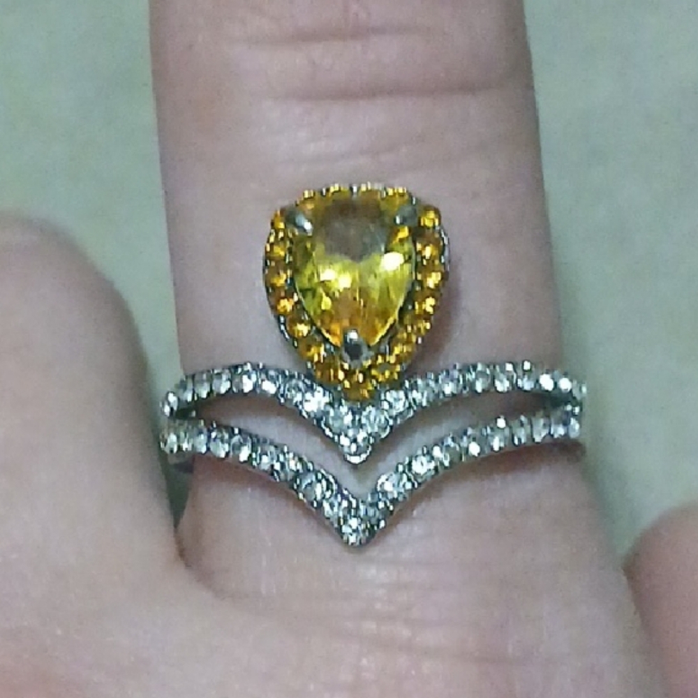 Yellow And White Stone Ring